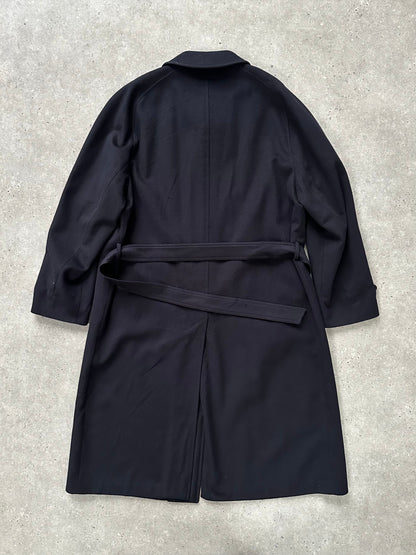 Vintage 1980s Pure Wool Concealed Placket Belted Coat - XL/XXL