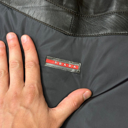 Prada Sport 00’s Leather + Nylon 3D Panelled Puffer Jacket - M/L