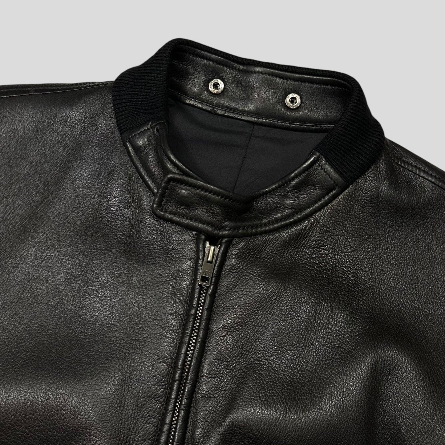Gucci by Tom Ford FW03 Leather + Silk Pleated Padded Flight Jacket - IT50 (M/L) | Default Title, Black