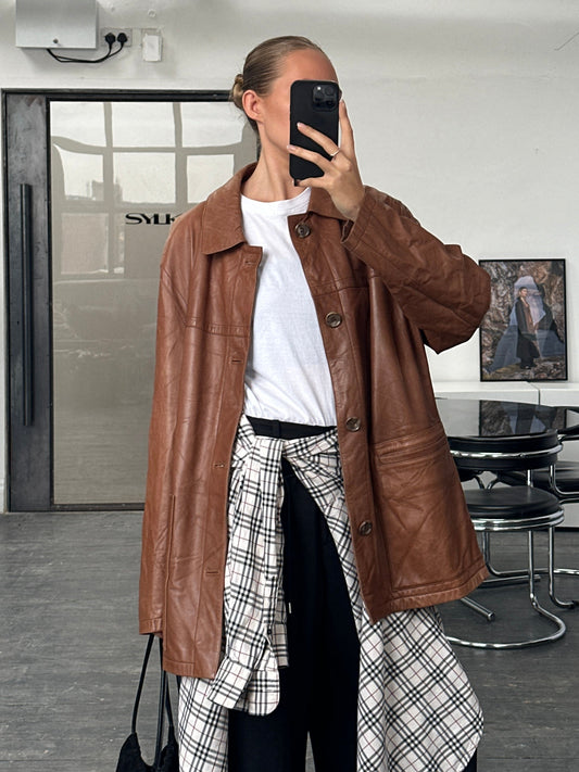 Burberry London 2000s Aged Smooth Leather Jacket - XL