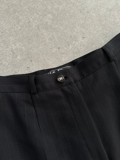 Salvatore Ferragamo Wool Stripe High Waisted Tailored Trousers - W26