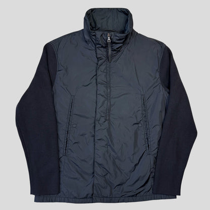 Prada Milano 2001 Asymetric Hybrid Wool and Nylon Jacket - L/XL | Default Title, Navy