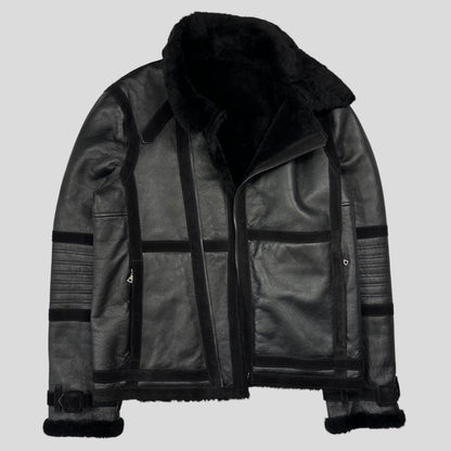 Neil Barrett Leather Lambskin Shearling Asymetrical Biker Jacket - S | Default Title, Black
