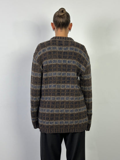 Armani Jeans Wool Check Knitted Jumper - XL