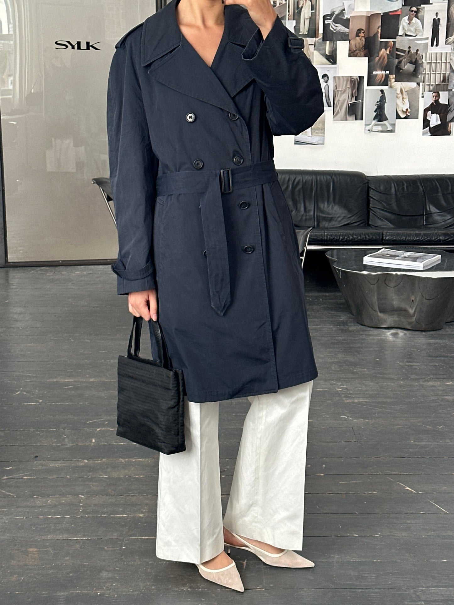 London Fog 1980s Double Breasted Belted Cotton Trench Coat - L/XL
