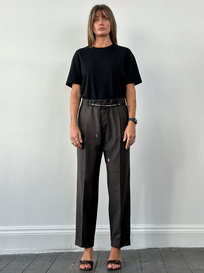 Italian Vintage Pure Wool Mid Rise Tailored Trousers - W34