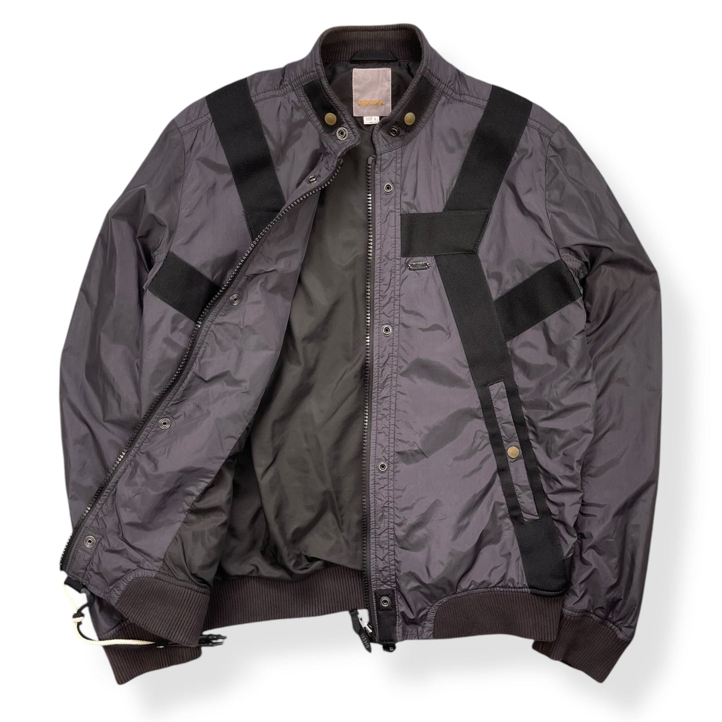 2000's Diesel Nylon Bondage Bomber Jacket (L) | Default Title, Black