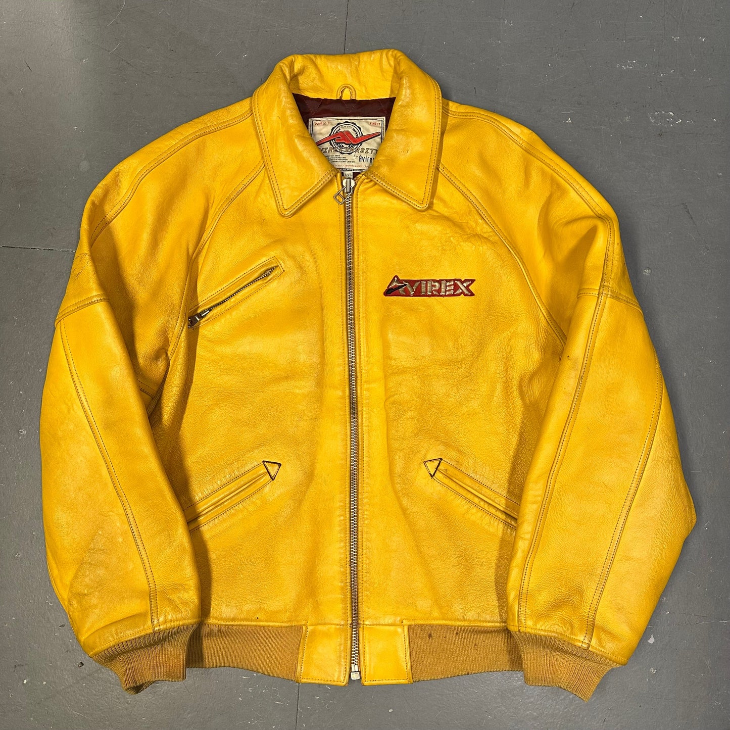 Avirex Leather Jacket In Yellow ( XXL )