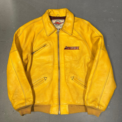 Avirex Leather Jacket In Yellow ( XXL )