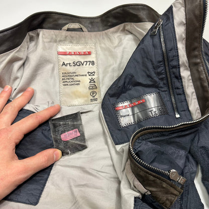 Prada Sport 00’s Metal Nylon + Leather Moto Biker Jacket - IT52 (M)