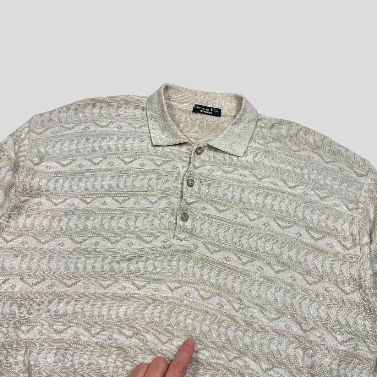 Christian Dior Monsieur 80’s 3D Textured Aztec Knit - L | Oatmeal