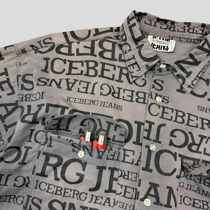 Iceberg Jeans 90’s Stash Pocket Spellout Shirt - L | Large, Grey