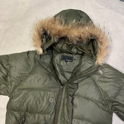 Avirex Puffer Jacket Fur Hood In Olive Green ( L )