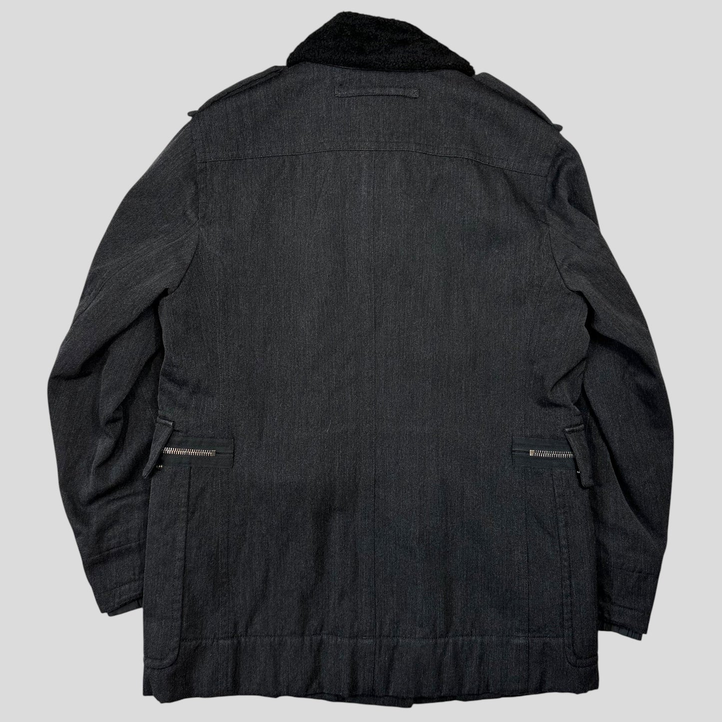 Prada Sport 00’s Technical Wool Sherpa Collar Overcoat - L | Default Title, Grey