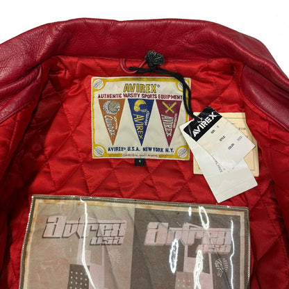 Avirex Speed Tigers Leather Jacket In Red ( S )