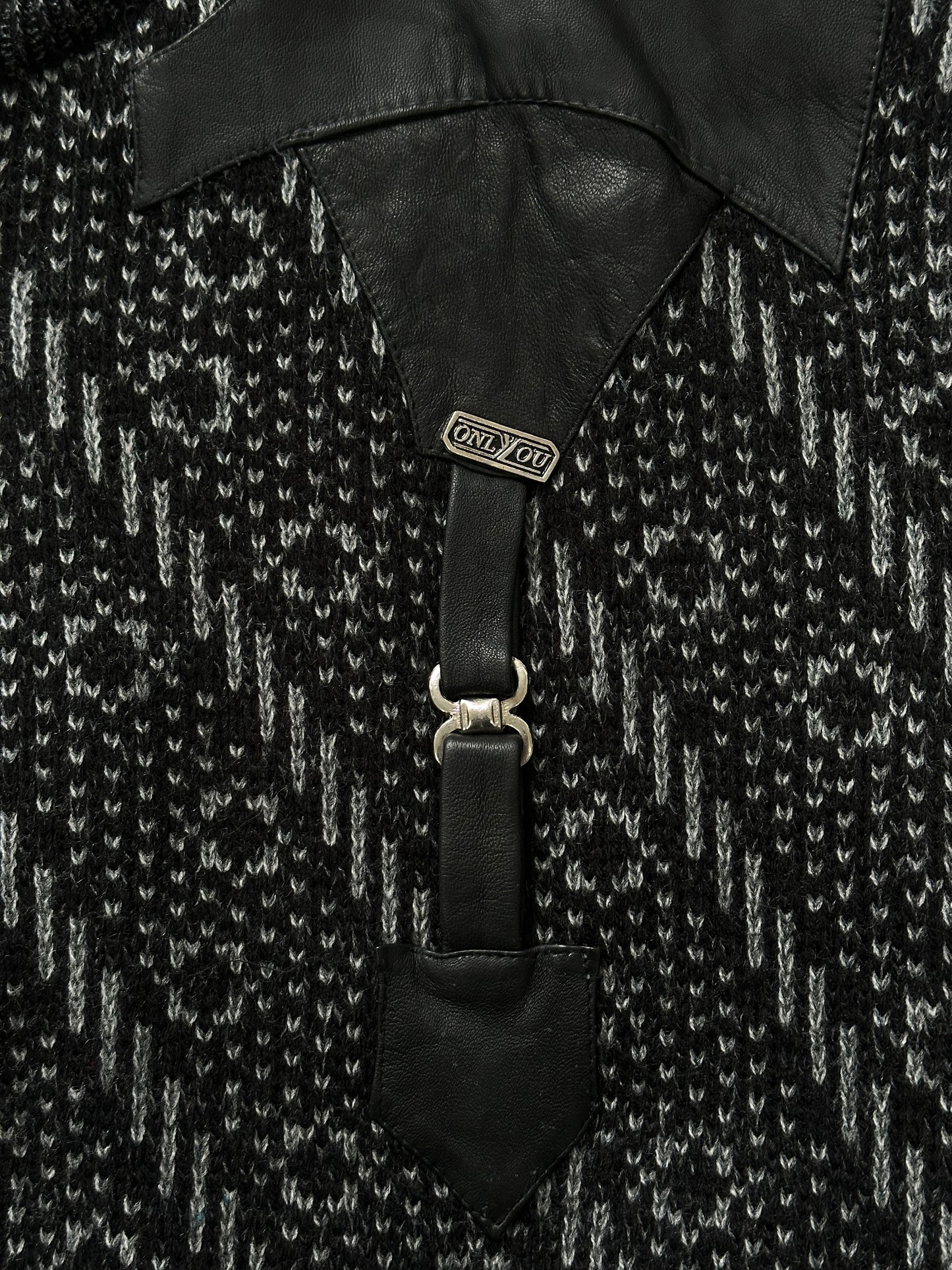 Vintage 1980s Wool Print Knit Bomber Jacket - XL