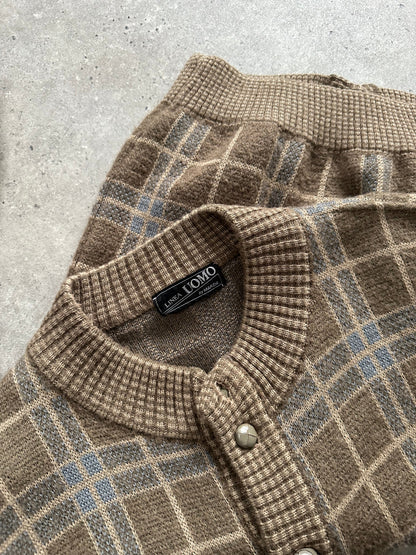 Italian Vintage 1990s Wool Check Cardigan - XL