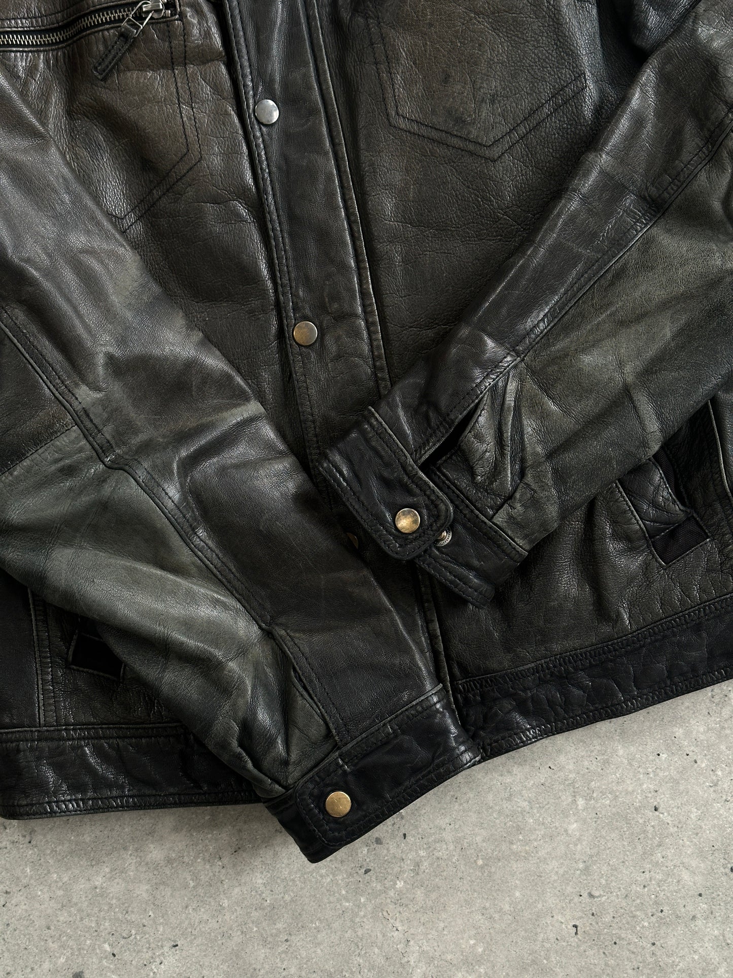 Conbipel Distressed Leather Jacket - M