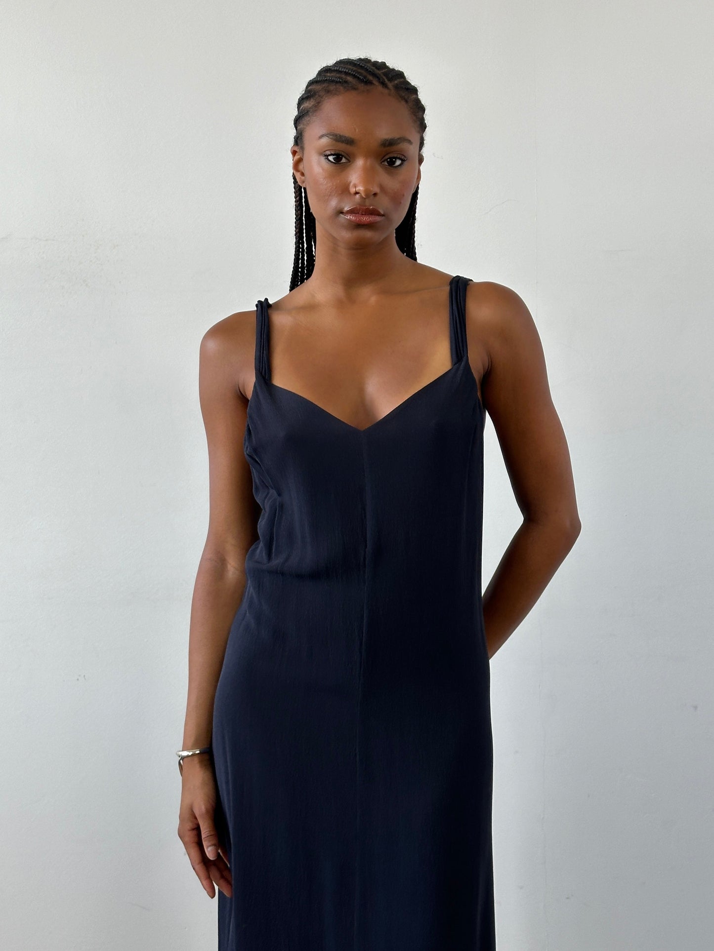 Max Mara Pure Silk V Neck Maxi Dress - M