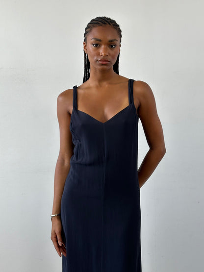 Max Mara Pure Silk V Neck Maxi Dress - M