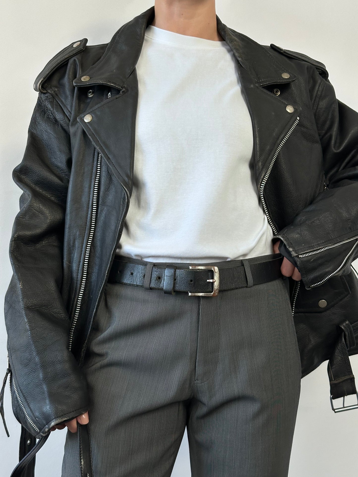 Vintage Chrome Leather Belt W34-38