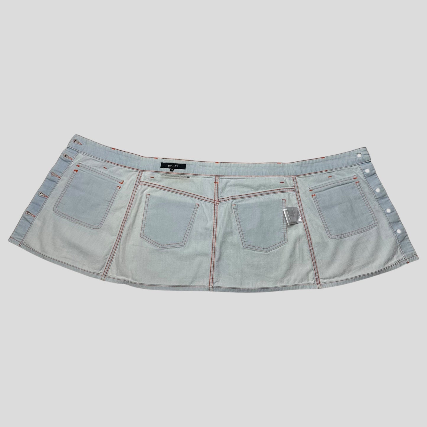 Gucci 2009 Denim Contrast Stitch Cargo Pocket Wraparound Miniskirt - IT38 | Default Title, Blue