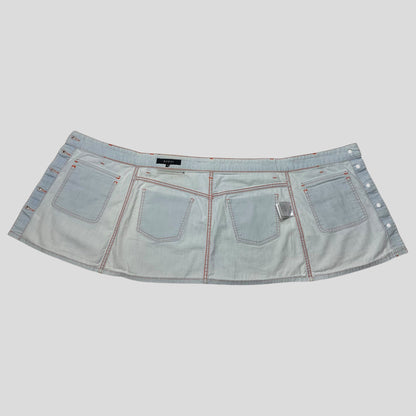 Gucci 2009 Denim Contrast Stitch Cargo Pocket Wraparound Miniskirt - IT38 | Default Title, Blue