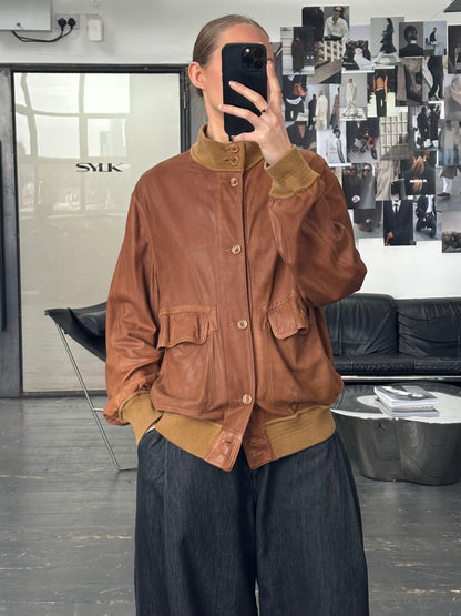 Italian Vintage 1980s Reversible Suede Leather Jacket - L