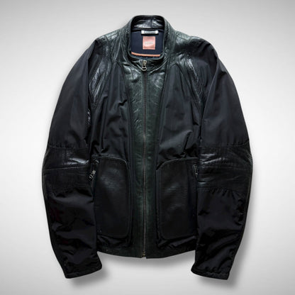 Hugo Boss Orange Nylon & Leather Panel Biker Jacket (2000s)