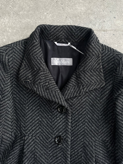 Max Mara Wool Cashmere Herringbone Single Breasted Coat - S/M