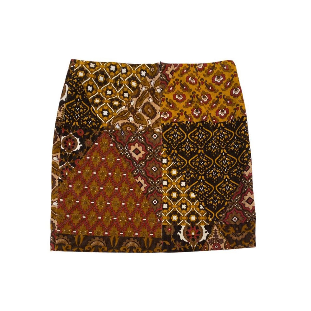 Dolce & Gabbana Paisley Floral Patchwork Corduroy Skirt