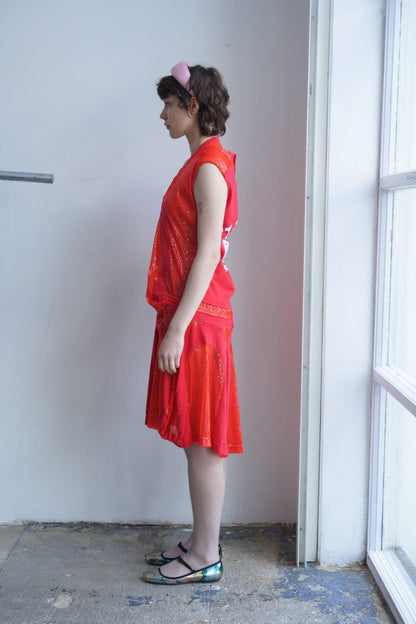 Junya Watanabe red sequin dress