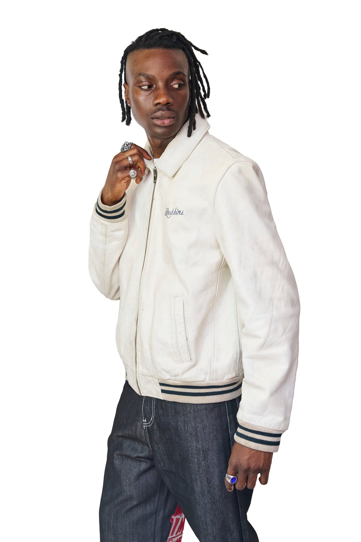 Redskins Distressed Whiteout Leather Jacket