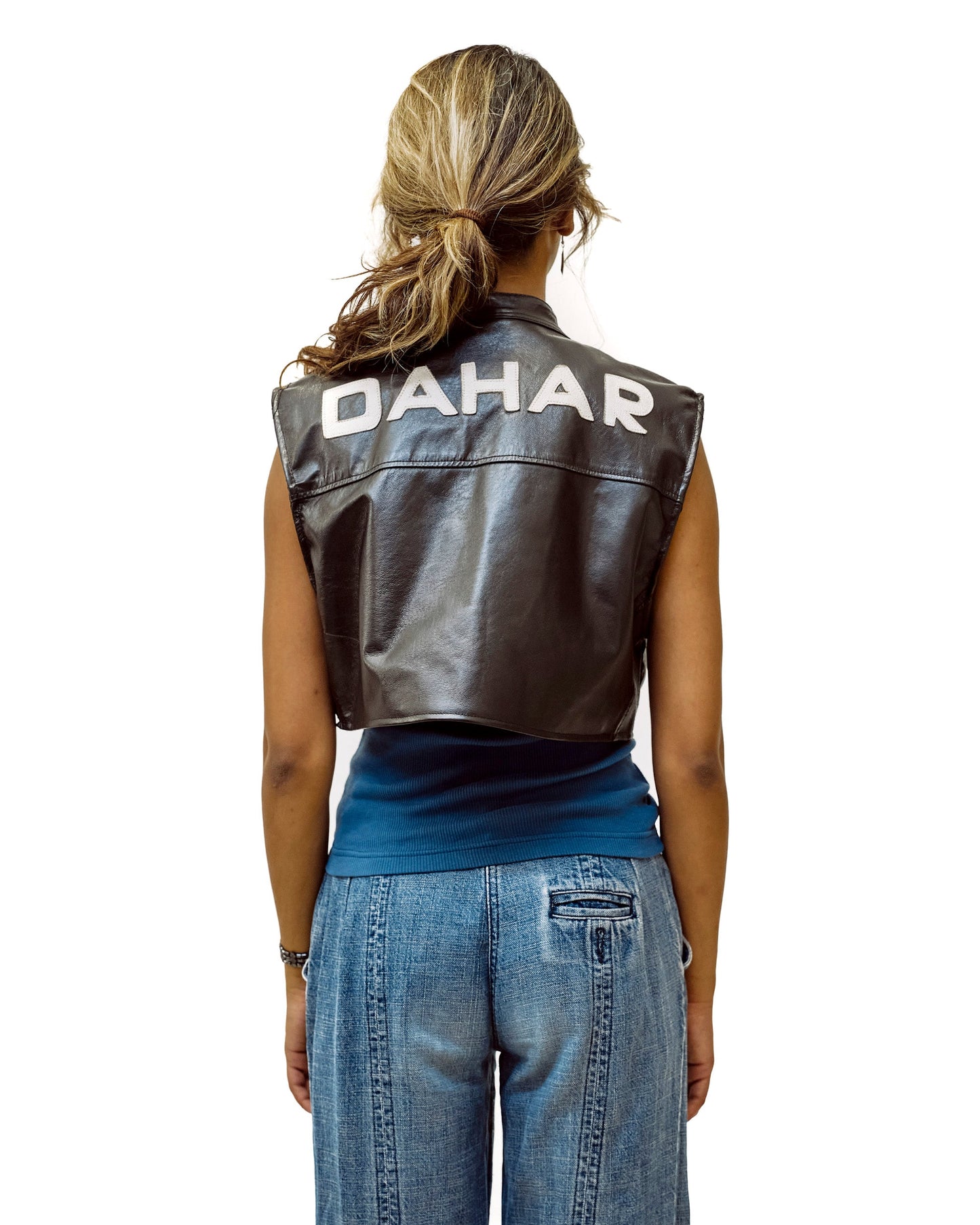 VT Rework" Dahar Cropped Moto Leather Racing Vest