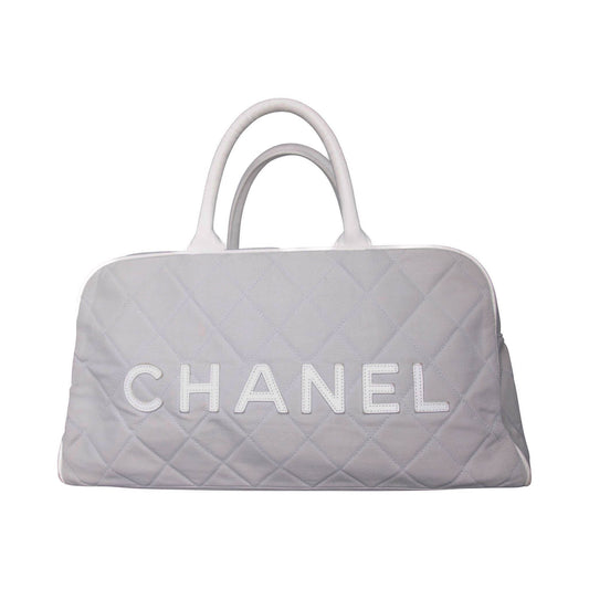 Chanel Sport Spellout Quilted Grey Bowling Bag | O/S, Multicoloured