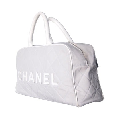 Chanel Sport Spellout Quilted Grey Bowling Bag | O/S, Multicoloured