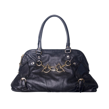 Gucci Horsebit Gold Hardware Black Leather Handbag | O/S, Multicoloured