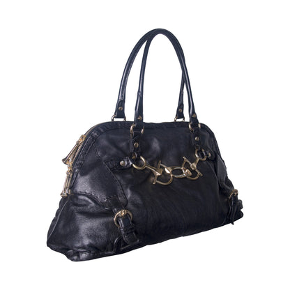 Gucci Horsebit Gold Hardware Black Leather Handbag | O/S, Multicoloured