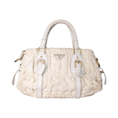 Prada Nylon Gaufre Tessuto Satchel Bag | O/S, Ivory