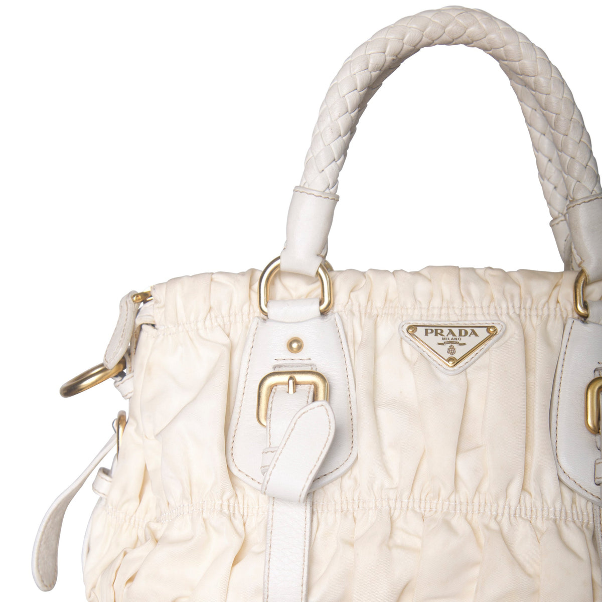 Prada Nylon Gaufre Tessuto Satchel Bag | O/S, Ivory
