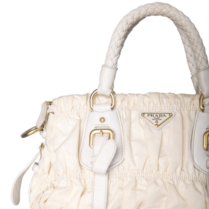 Prada Nylon Gaufre Tessuto Satchel Bag | O/S, Ivory