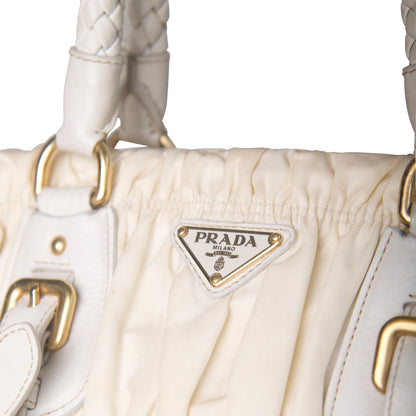 Prada Nylon Gaufre Tessuto Satchel Bag | O/S, Ivory