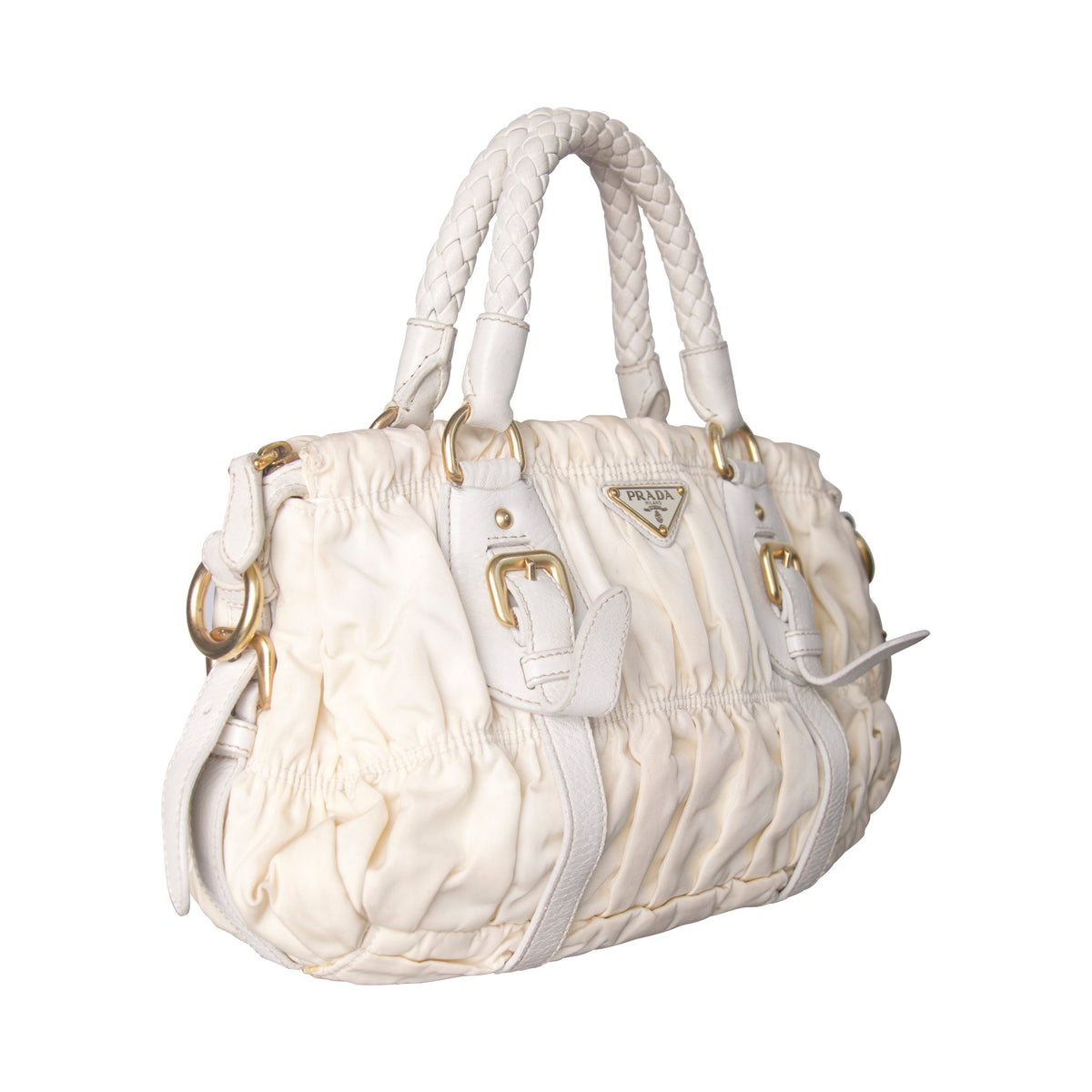 Prada Nylon Gaufre Tessuto Satchel Bag | O/S, Ivory