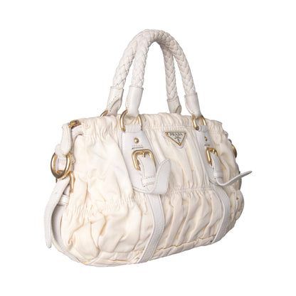 Prada Nylon Gaufre Tessuto Satchel Bag | O/S, Ivory