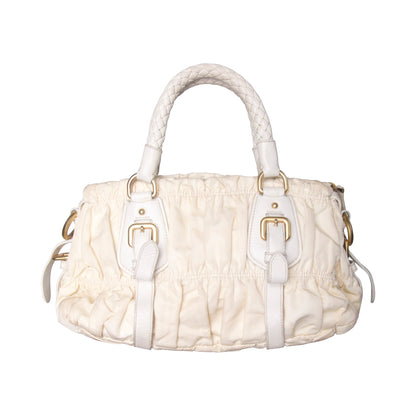 Prada Nylon Gaufre Tessuto Satchel Bag | O/S, Ivory