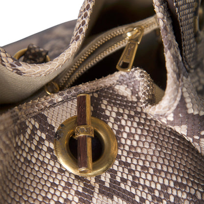 Yves Saint Laurent Rive Gauche Python Leather Handbag | O/S, Beige and Brown