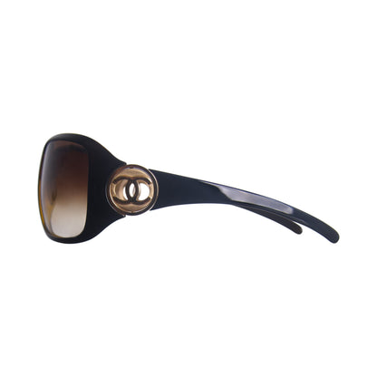 2007 Chanel 6023 Gold Embelem Oversized Brown Frame Sunglasses | O/S, Multicoloured
