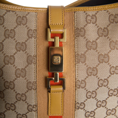 2000 Gucci Monogram Canvas Tan Leather Jackie Bag | O/S, Tan