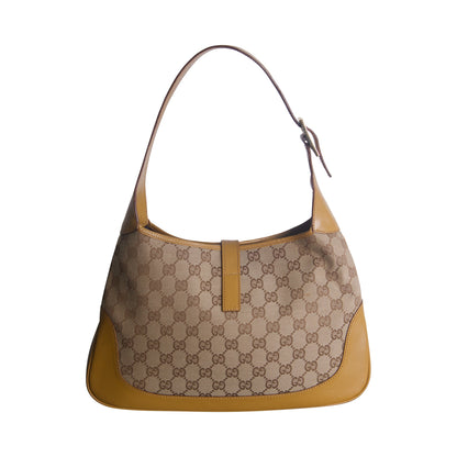 2000 Gucci Monogram Canvas Tan Leather Jackie Bag | O/S, Tan