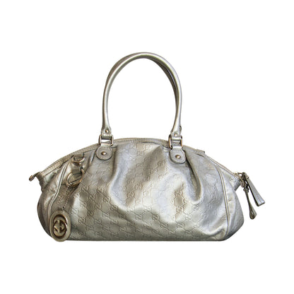 Gucci Silver Guccissima Sukey Shoulder Bag